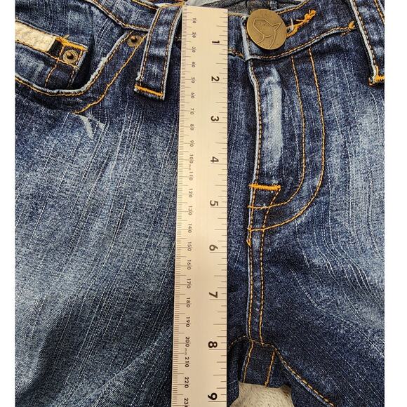 Vintage Y2K Baby Phat Jeans Womens 9 Juniors Blue Faded Low Rise Flare Stretch - Picture 15 of 16